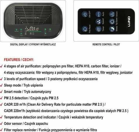 LUND ORO VALYTUVAS 40W 220M3 / H HEPA 4 ŽINGSNIŲ VALYMAS