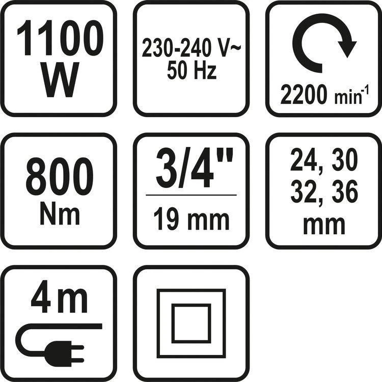 Elektrinis smūginis veržliasukis Sthor 1100W 3/4" 800Nm 57097