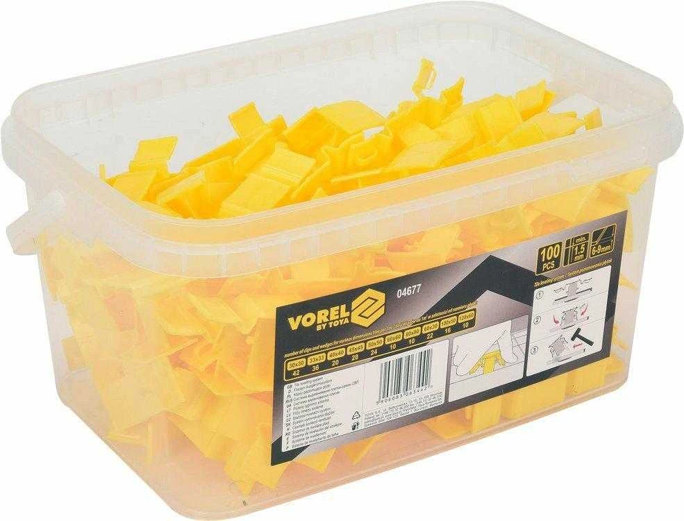 Vorel Toya Sa Poland Išlyginamieji spaustukai plytelėms | 6-9 mm | 100 vnt. (04677)