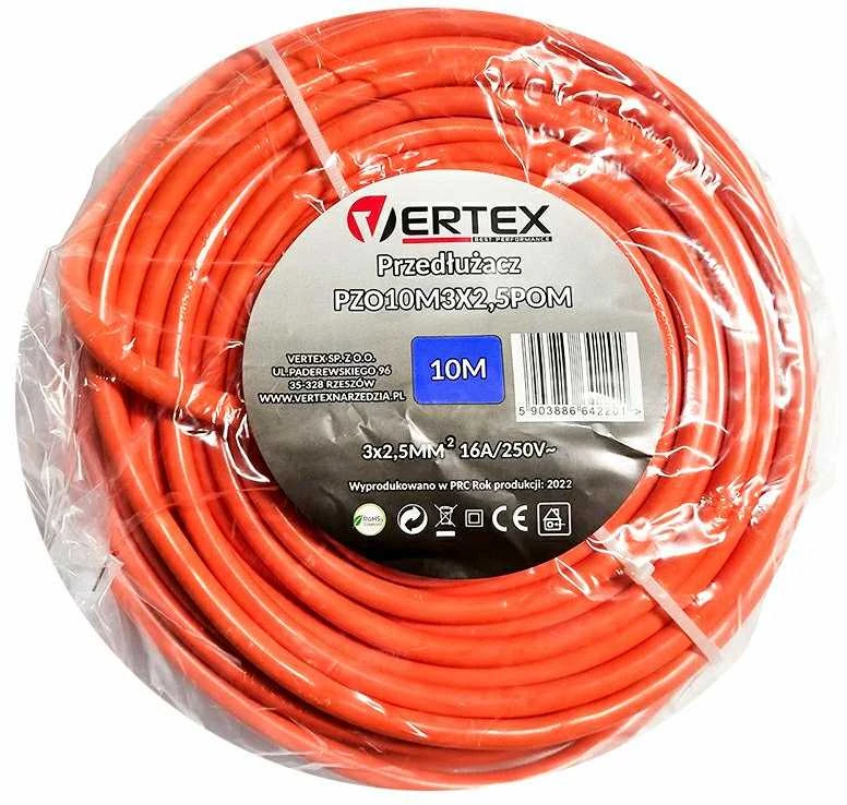 VERTEX PZO10M3x2.5POM ištraukiamas prailginimo laidas 10 m oranžinis
