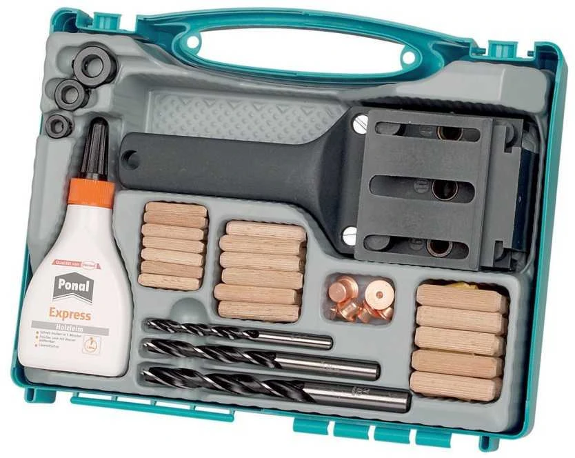 Wolfcraft Universalus medienos kaiščių, grąžtų ir šablonų rinkinys lagamine 4645000
