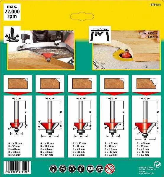 WOLFCRAFT PROFILINĖS PJAUSTORIŲ RINKINYS 5 vnt