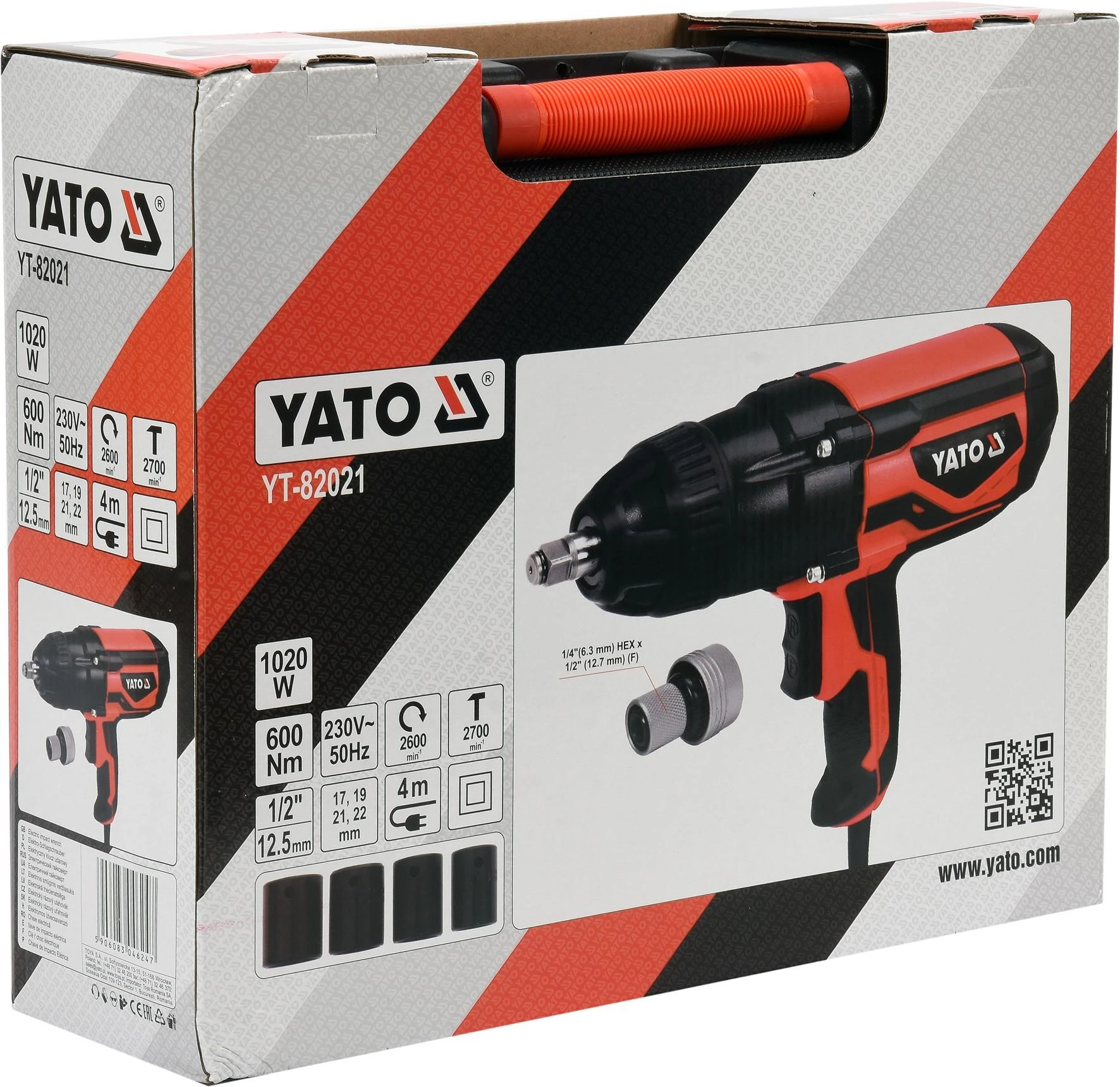 YATO Elektrinis smūginis suktuvas veržliasūkis YT-82021 1020W 1/2" 600Nm