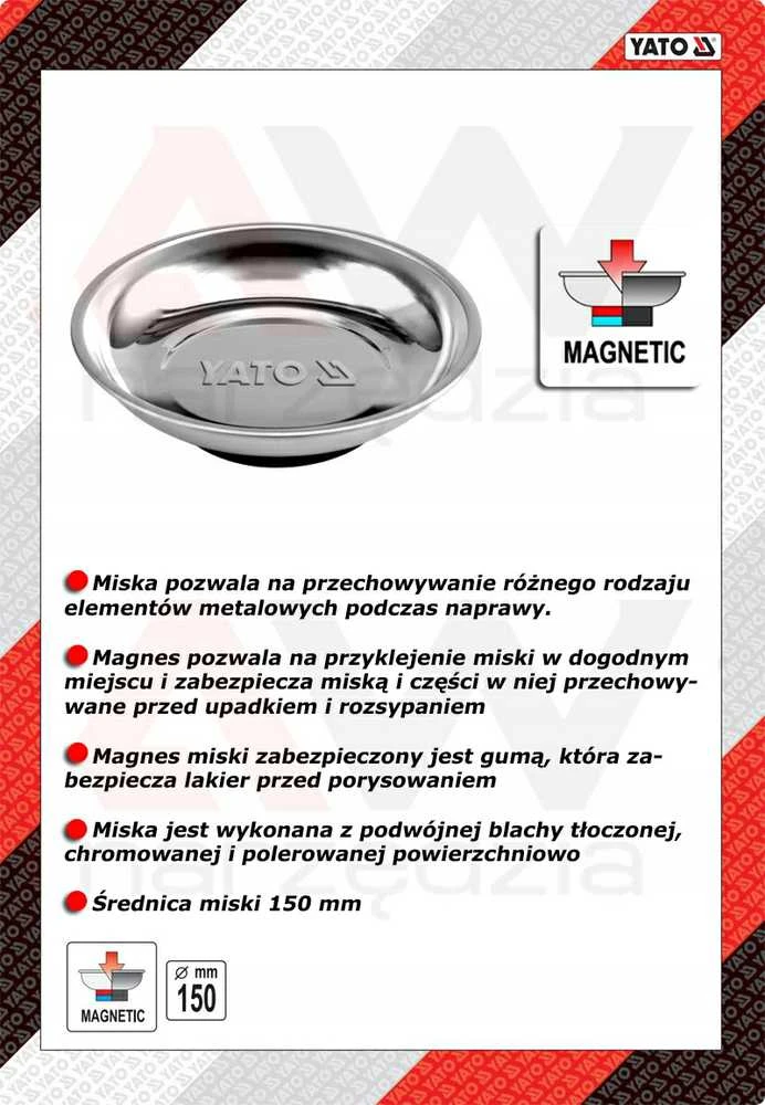 YATO magnetinis dubuo apvalus 6" 0830