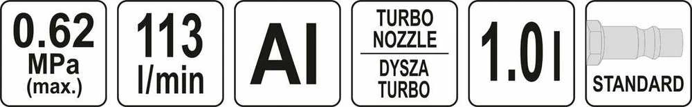Plovimo aktyviomis putomis pistoletas Yato YT-23641; aliumininis
