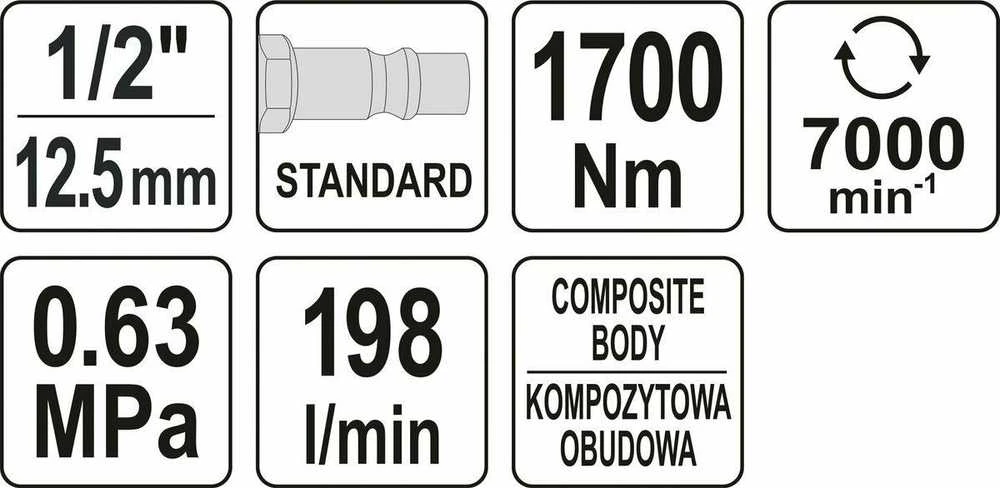 Yato pneumatinis smūginis veržliasūkis YT-09544 1700Nm 1/2"