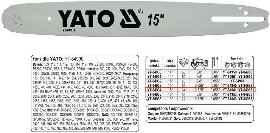 Yato Toya Sa Poland Pjovimo juosta 15" .325" 0,058" 64 (YT-84934)