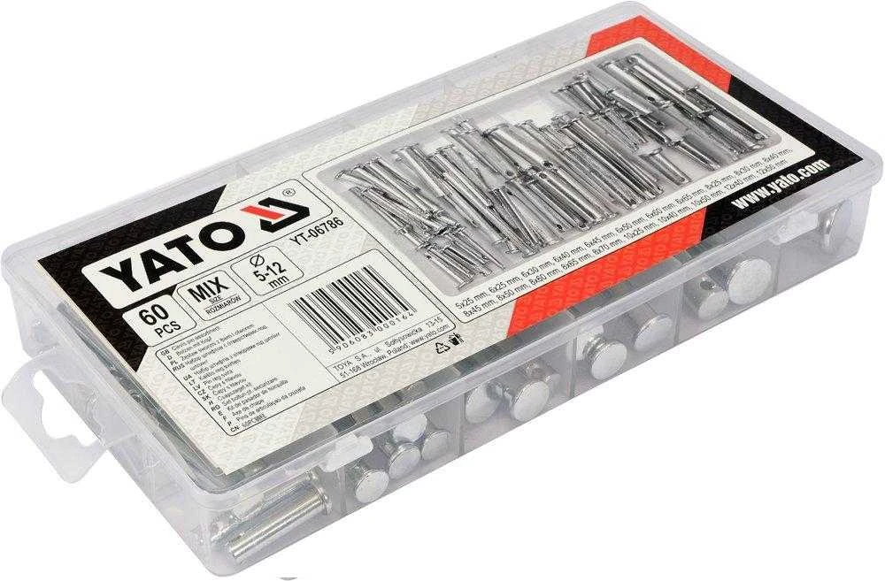 Yato KAIŠČIAI SU GALVA IR ANGUTA 60 Vnt. DYDŽIŲ MIŠINYS