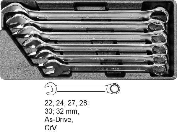 Yato Plokščiųjų veržliarakčių rinkinys 22-32 mm, chromuotas, skirtas dirbtuvėms, veržliarakčių rinkinys, žiedinių veržliarakčių rinkinys