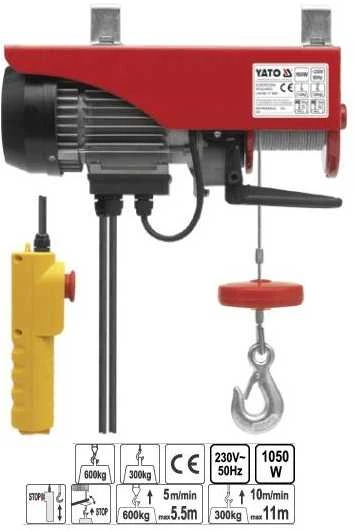 YATO Elektrinis keltuvas 1050 W 300/600 kg