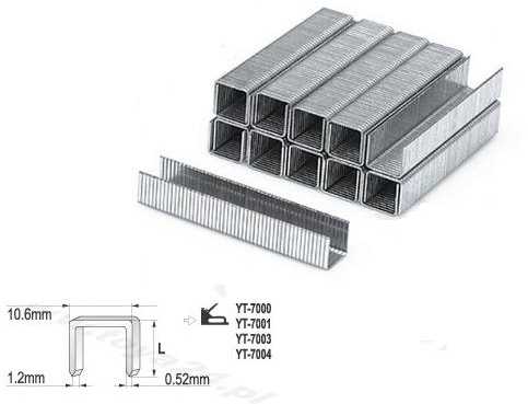 YATO KABĖS 12mm/1,2 x 10,6 1000vnt. YT-7000, YT-7001, YT-7003, YT-7004