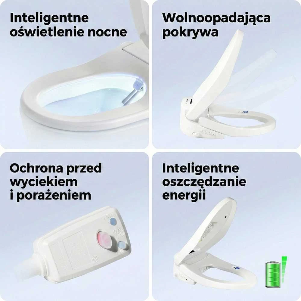 „Media-Tech“ išmanioji unitazo sėdynė – išmanioji, šildoma bidė unitazo sėdynė. Šildoma unitazo sėdynė su reguliuojama temperatūra. Džiovina ir plauna (judinamas antgalis su intymaus dušo funkcija). Tinka 80 % turimų unitazų.