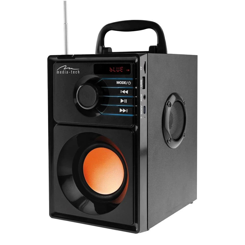 Nešiojama kolonėlė Media-Tech BOOMBOX BT MT3145 V2.0, 15W RMS, Bluetooth, USB, MicroSD, FM Radijas, AUX, su distanciniu pultu