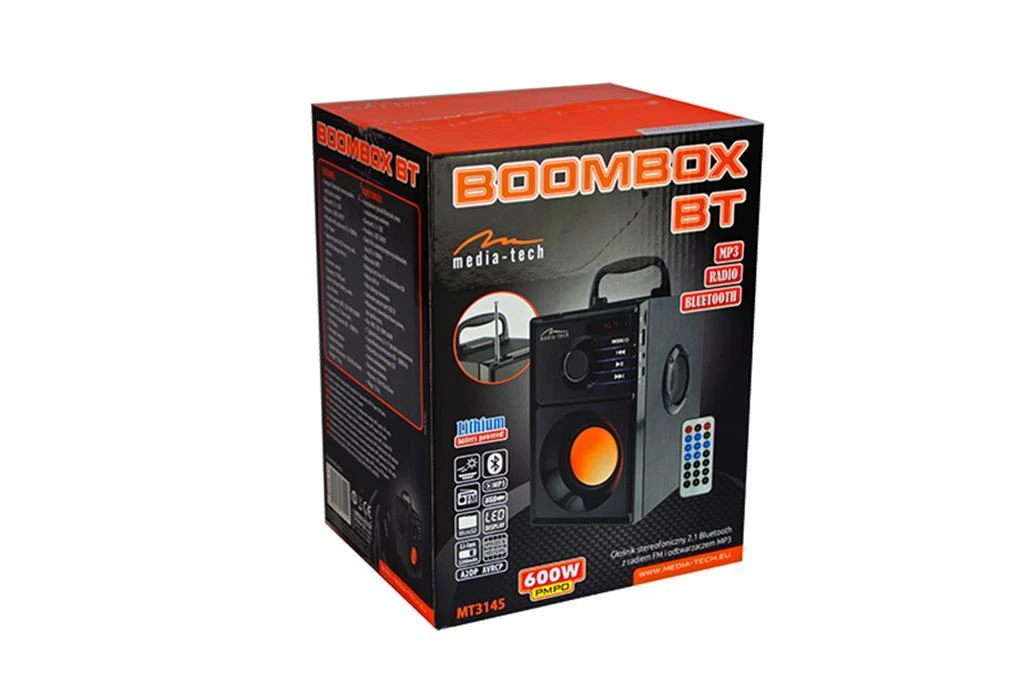 Nešiojama kolonėlė Media-Tech BOOMBOX BT MT3145 V2.0, 15W RMS, Bluetooth, USB, MicroSD, FM Radijas, AUX, su distanciniu pultu