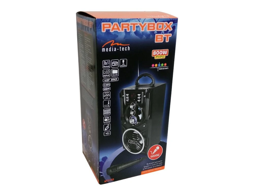Media-Tech MT3150 Nešiojama Bluetooth garsiakalbio sistema MediaTech Partybox BT su karaoke funkcija