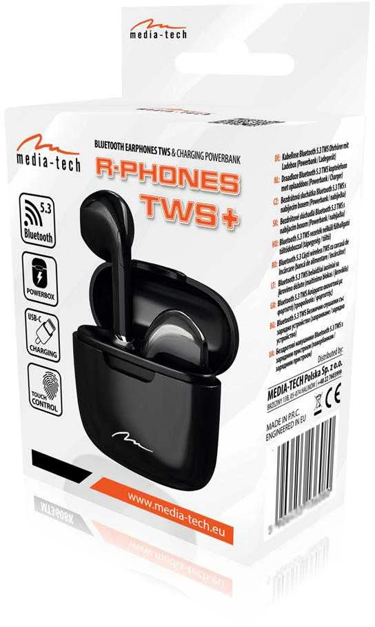 Media-Tech belaidės ausinės R-PHONES MT3589K TWS, Bluetooth, juodos