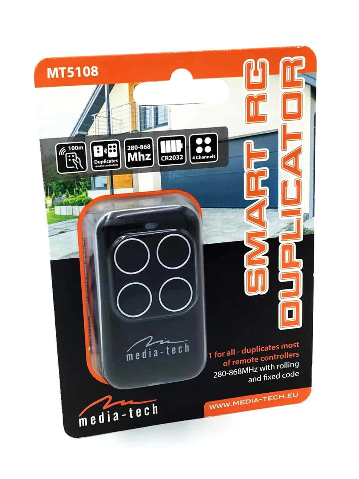 Media-Tech SMART RC DUPLICATOR MT5108 - Smart remote controllers duplicator for fixed, rolling and rolling complex codes 280-868MHz, 4 channels