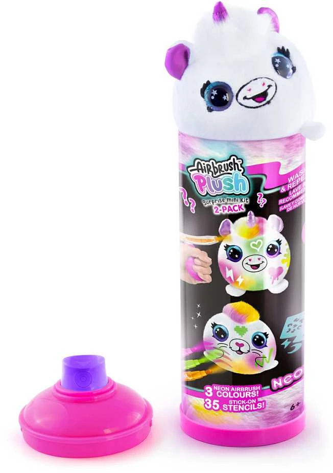AIRBRUSH PLUSH Rinkinys su aerografu „Mini neoninis siurprizas“, 2.vnt