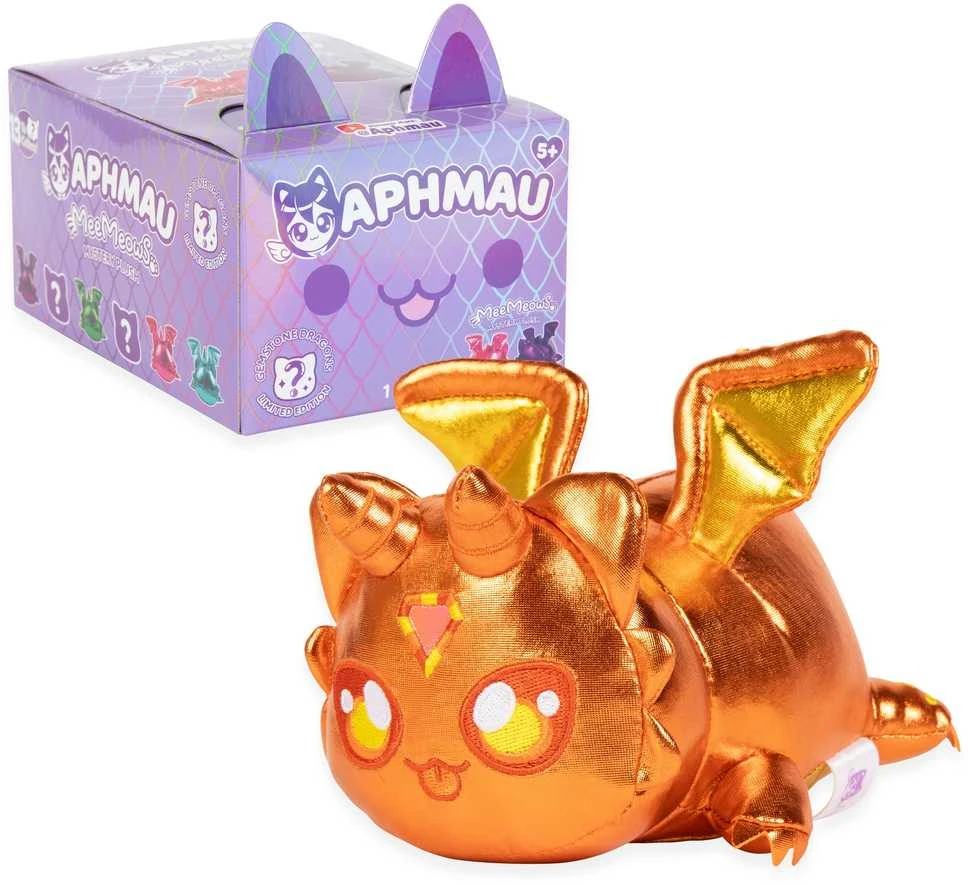 APHMAU MeeMeow Paslaptingas pliušinis kačiukas „Dragons“, 15 cm