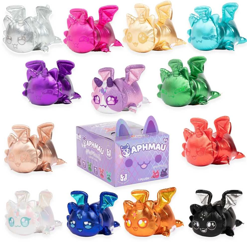 APHMAU MeeMeow Paslaptingas pliušinis kačiukas „Dragons“, 15 cm
