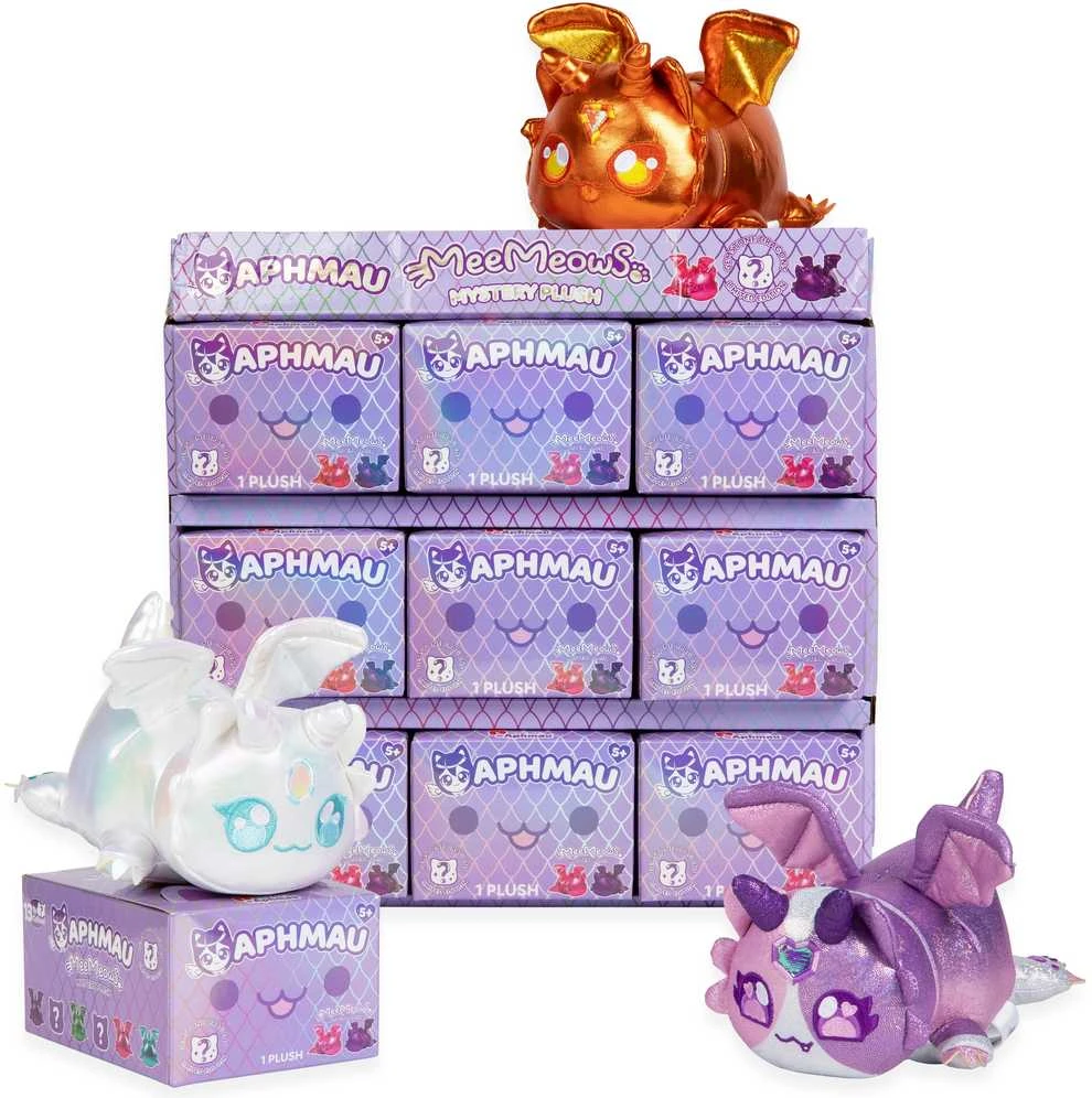 APHMAU MeeMeow Paslaptingas pliušinis kačiukas „Dragons“, 15 cm