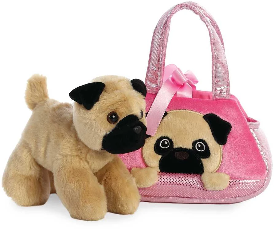 AURORA FANCY PALS Pliušinis mopsas rankinėje, 20 cm aprašymas - Prekės nuotrauka