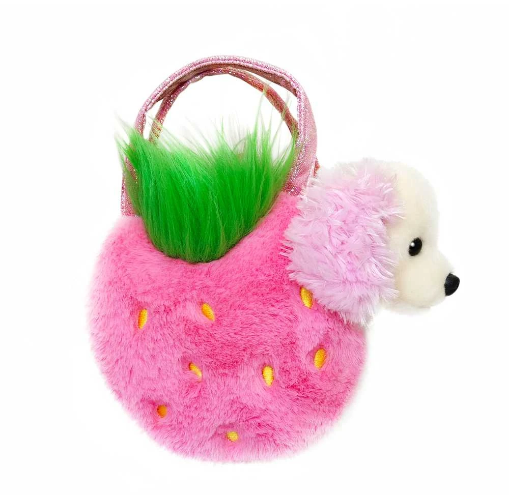 AURORA FANCY PALS Pliušinis pudeliukas STRAWBERRY rankinėje, 20 cm