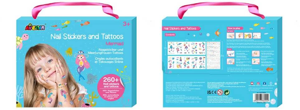 AVENIR 230+ nagų lipdukų ir tatuiruočių „Undinėlės“