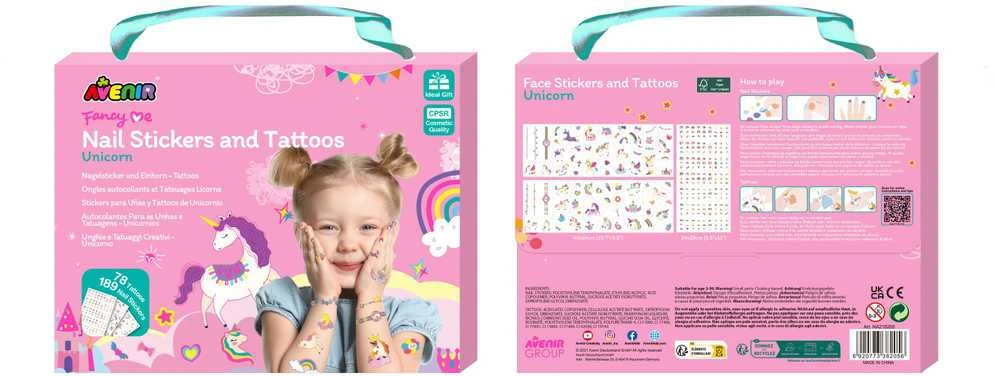 Avenir 230+ nagų lipdukų ir tatuiruočių „Vienaragiai“