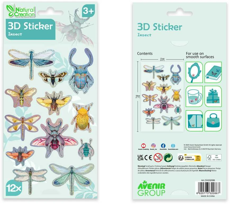 AVENIR 3D lipdukų rinkinys „Vabzdžiai“