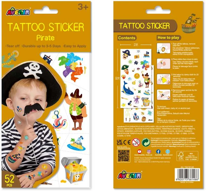 AVENIR Priklijuojamos tatuiruotės „Piratai“