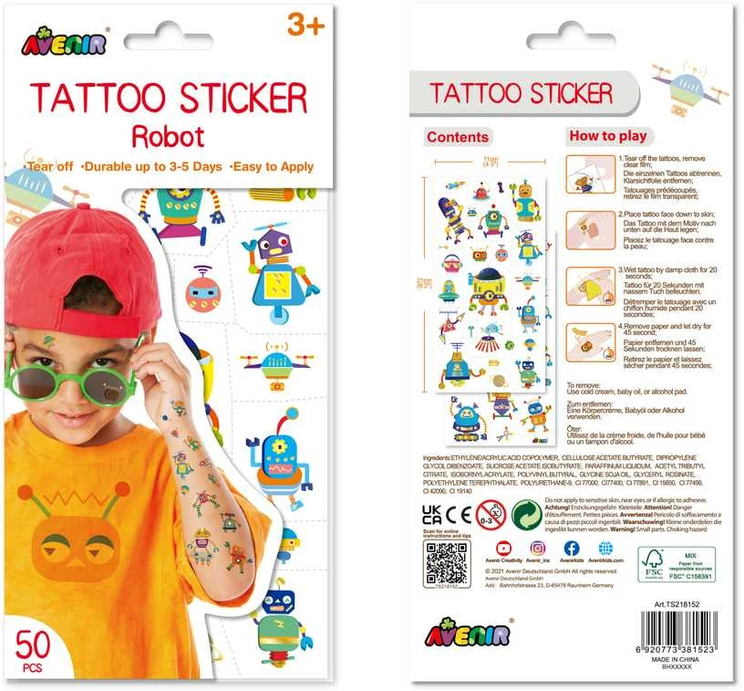AVENIR Priklijuojamos tatuiruotės „Robotai“