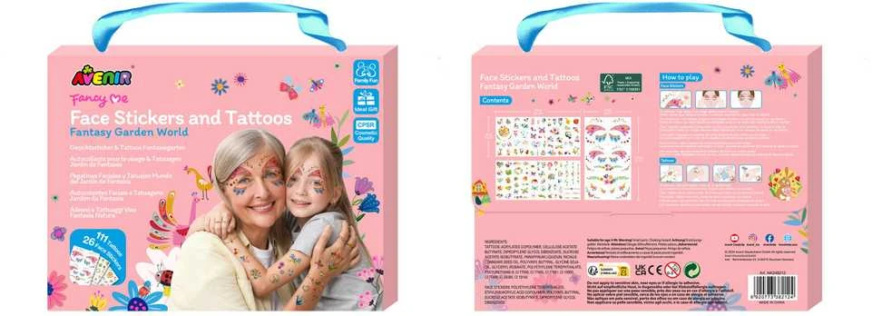 Naklejki AVENIR Veido lipdukai ir tatuiruotės „Fantazijų sodas“