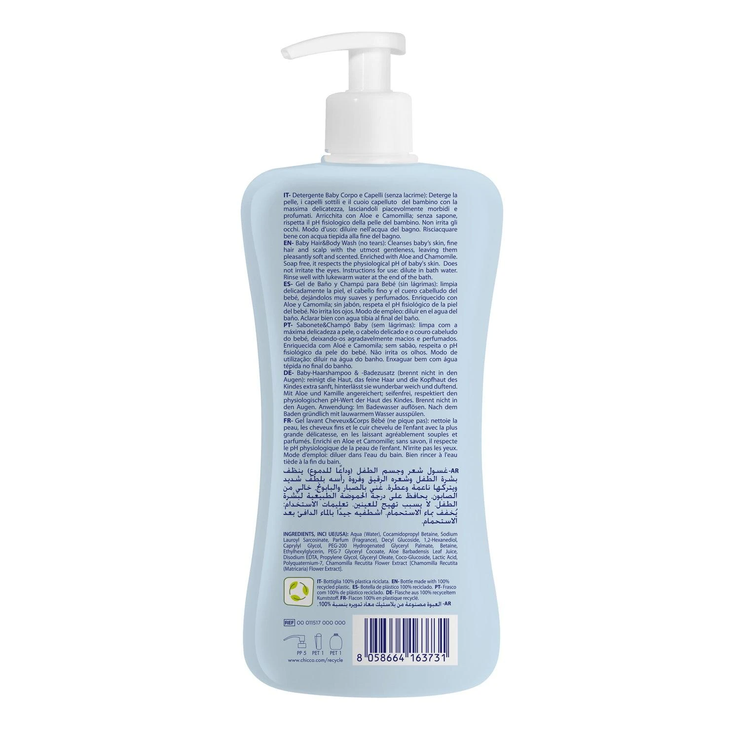 Chicco Kūdikių plaukų ir kūno prausiklis, 500 ml