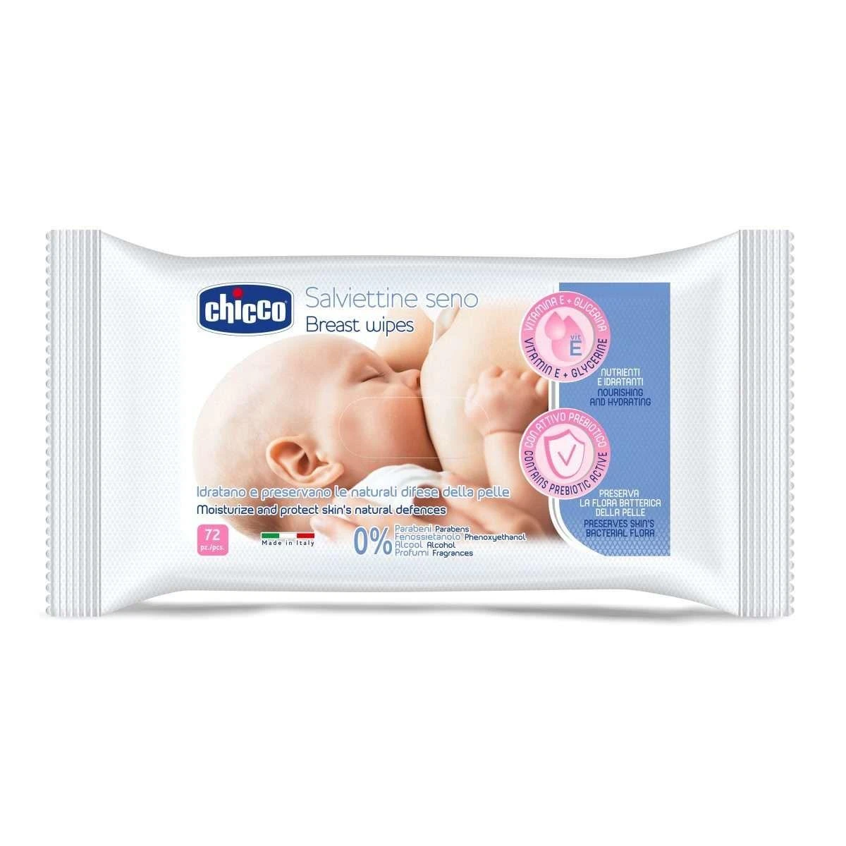 CHICCO servetėlės krūtinės higienai, 72 vnt, 0+.