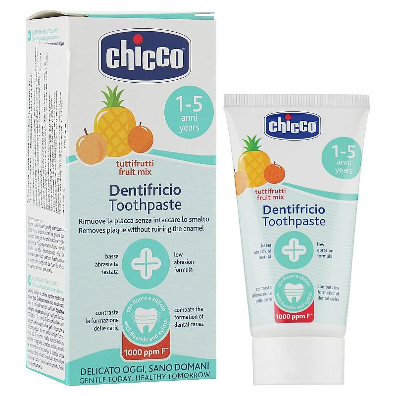 CHICCO 00010608000000 fluoro vaisių dantų pasta 50 ml 1-5l