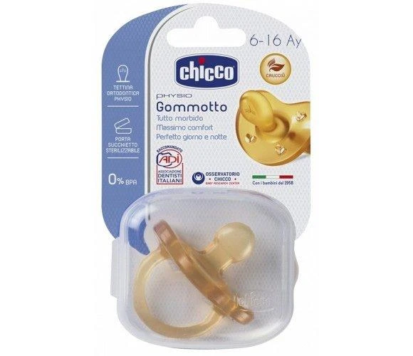 CHICCO žindukas ortodontinis PHYSIO SOFT, 6-12M+, Iš latekso