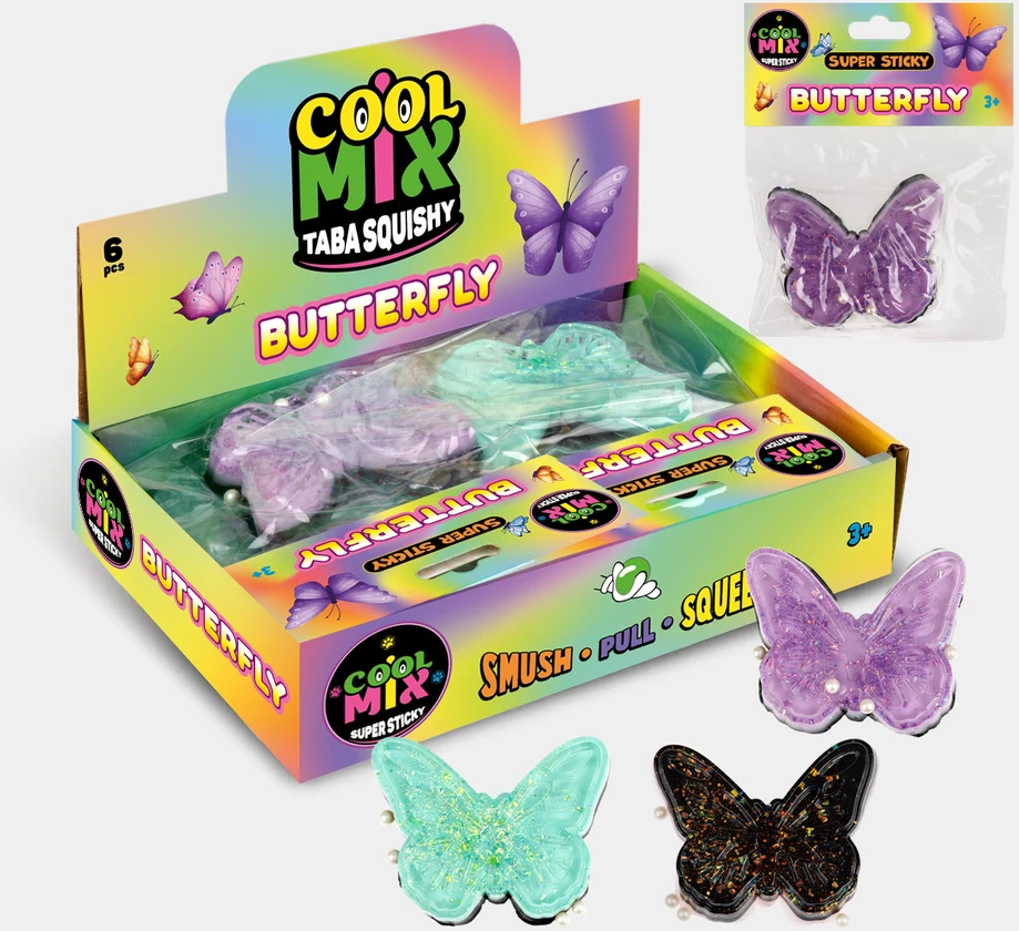 COOL MIX Antistresinis žaislas, drugelis, 6 vnt., 2,5 cm