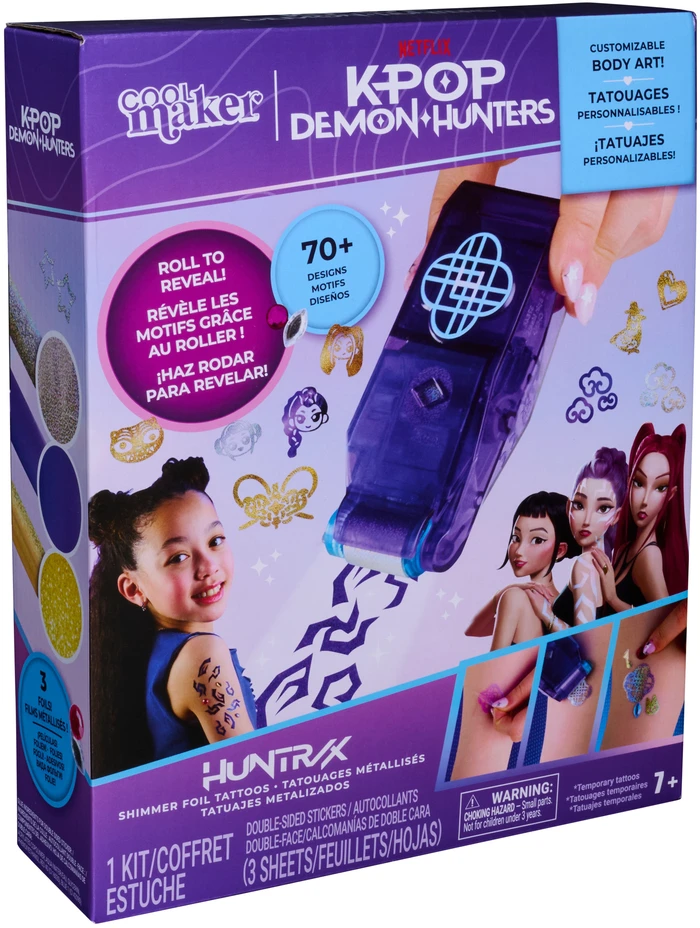 Laikinų tatuiruočių kūrybinis rinkinys Cool Maker KPop Demon Hunters Shimmer Me