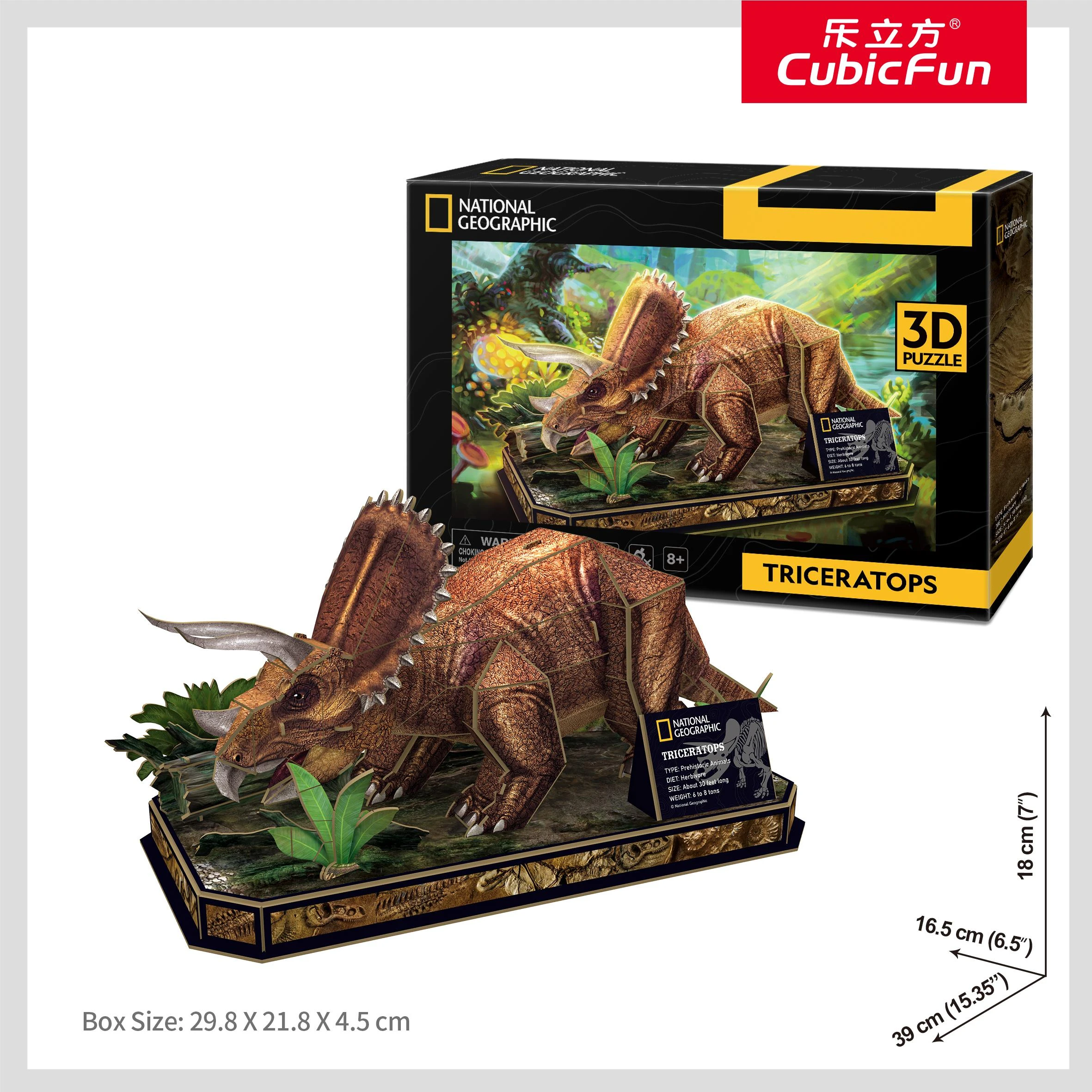 CUBIC FUN National Geographic 3D dėlionė „Triceratopsas“