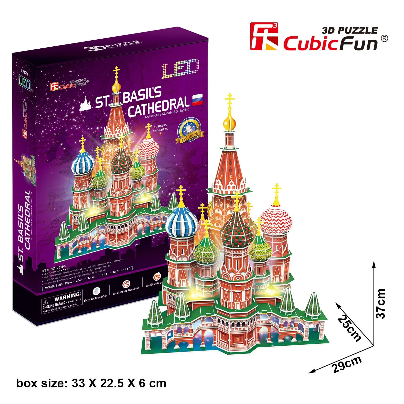 CubicFun 3D dėlionė „Šv. Bazilio katedra“ (LED)