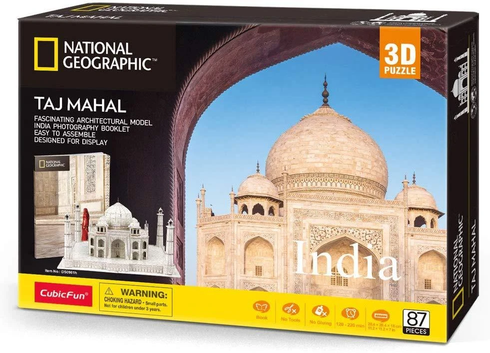 CUBICFUN 3D dėlionė iš serijos „National Geographic“ - „Taj Mahal“ aprašymas - Prekės nuotrauka