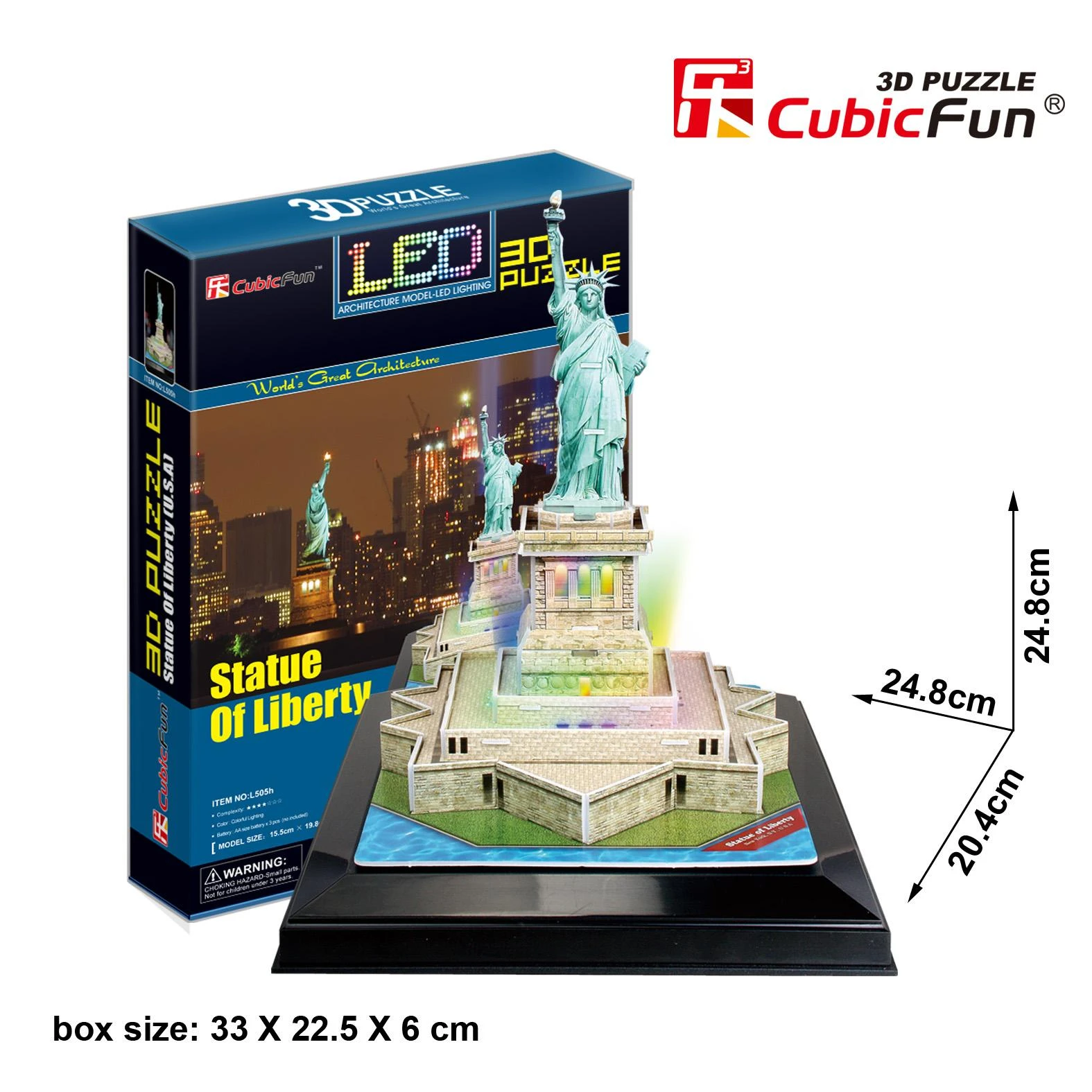 CUBICFUN 3D dėlionė „Laisvės statula“ (LED)