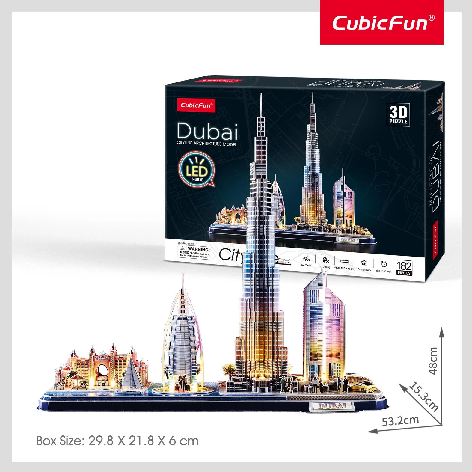 CUBICFUN City Line 3D dėlionė su LED (didelė)„Dubajus"
