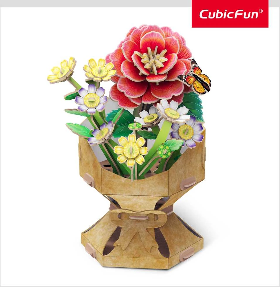 CubicFun 3D dėlionė - Kamelijų gėlių puokštė