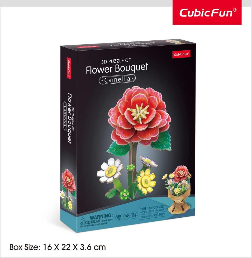CubicFun 3D dėlionė - Kamelijų gėlių puokštė