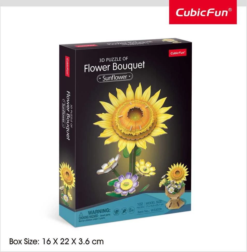 CubicFun 3D dėlionė - saulėgrąžų puokštė