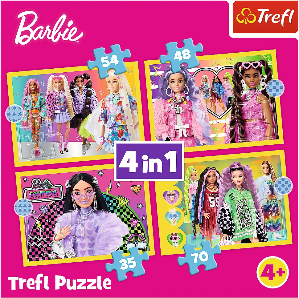 TREFL BARBIE 4 dėlionių rinkinys