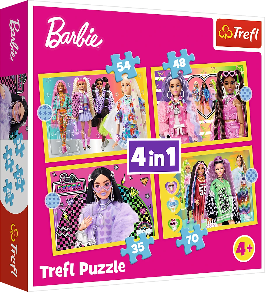 TREFL BARBIE 4 dėlionių rinkinys aprašymas - Prekės nuotrauka