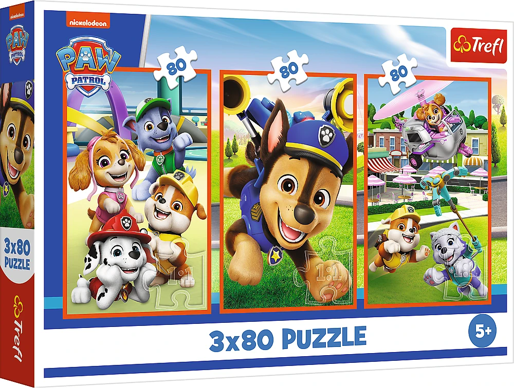 Dėlionė TREFL PAW PATROL Dėlionių rinkinys „Šunyčių komanda“, 3 x 80 det.